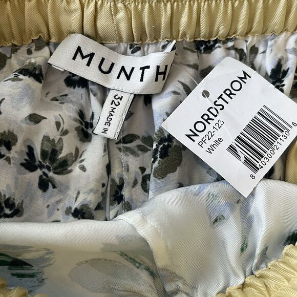 MUNTHE Uniga Floral Silk Blend Drawstring Shorts in Blue size 2 NWT - Picture 7 of 10